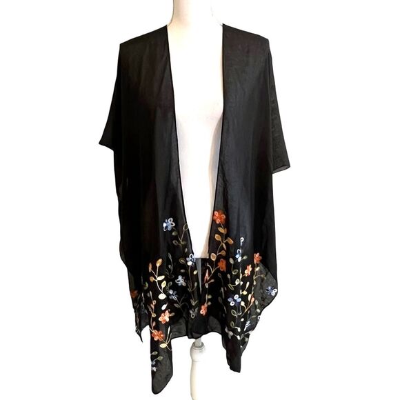 Do Everything In Love Womens Boho Floral Embroidered Kimono Top OS Whimsigoth - Picture 1 of 7